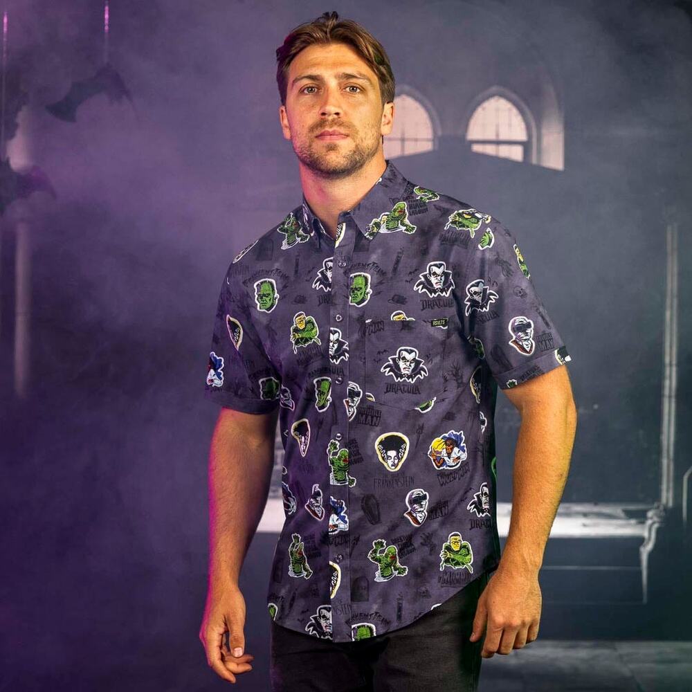 NWT RSVLTS Universal Monsters "Monstickers" Button Down Shirt in XL